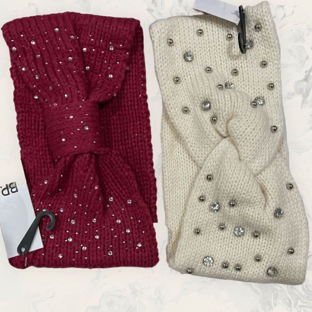 NWT BP.Set of two  Stone Embellished Headband - Tan and Burgundy - one size
